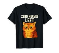 Zero Nerves Left Divertente Angry Cat Stress Umorismo Maglietta