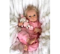 Zero Pam Bambole Reborn Femmine in Silicone Occhi Aperti 18 Pollici Fatto a Mano Corpo in Cotone Morbido Bambole Reborn Femmina Bionda Capelli Radicati Bambola Realistica per Bambina Dai 3 Anni In Su