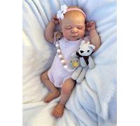 Zero Pam Bambole Reborn Femmine in Silicone Occhi Chiusi con i Capelli Dipinti 45 CM Realistico corpo Completo in Vinile Anatomicamente Corretto Addormentata Bambole per Bambini dai 3 Anni in su