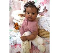 Zero Pam Bambole Reborn Femmine Neonato Nera Occhi Aperti 19 Pollici Realistico corpo Completo in Vinile Anatomicamente Corretto Bambola Toddler Sembra un Bambino Realistico Ragazza