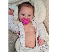 Zero Pam Bambole Reborn Maschio- 45 Cm Reborn Bambole Vinile Morbido Corpo Intero Con I Capelli, Realistico Bambolotto Neonato Occhi Aperti, Con Biberon E Ciuccio