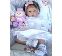 Zero Pam Realistica Bambole Reborn Femmina - 50 Cm Bambola In Silicone Vinile Corpo In Tessuto Morbido Bambolotto Neonato Occhi Aperti Con Capelli Ricci Con Biberon E Ciuccio Per Bambini