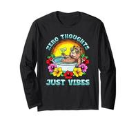 Zero Pensieri Solo Vibes Divertente Capibara Rilassante Estate Maglia a Manica