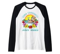 Zero Pensieri Solo Vibes Divertente Capibara Rilassante Estate Maglia con Maniche Raglan