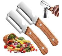 Zero Snag Wooden Peeler, 2 in 1 Multi-Functional Vegetable Peeler for Kitchen, Ergonomic Zero-Snag Wooden Kitchen Tool, Woodens Handle Peeler with Stainless Steel Blade, Rust-Proof & Sharp (2)