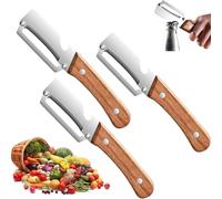 Zero Snag Wooden Peeler, 2 in 1 Multi-Functional Vegetable Peeler for Kitchen, Ergonomic Zero-Snag Wooden Kitchen Tool, Woodens Handle Peeler with Stainless Steel Blade, Rust-Proof & Sharp (3)
