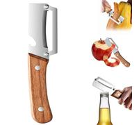 Zero Snag Wooden Peeler,2 in 1 Stainless Steel Vegetable Peeler with Wooden Handle and Bottle Opener,Multi-Functional Vegetable Peeler for Kitchen,Sharp Blade for Easy Fruit & Veggie Peeling (1Pcs)