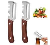 Zero Snag Wooden Peeler, Multi-functional Kitchen Vegetable Peeler with Wooden Handle, Stainless Steel Blade and Bottle Opener - Ideal Kitchen Tool for Fruits and Vegetables (2 Pcs A)