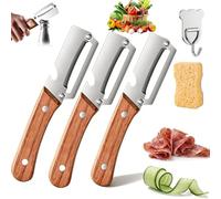 Zero Snag Wooden Peeler, Multi-Functional Vegetable Peeler for Kitchen, 2 in 1 Stainless Steel Fruit Peelers with Handle and Bottle Opener, for Kitchen Fruit & Veggie Prep Meat Slicing (3pcs)