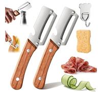 Zero Snag Wooden Peeler, Multi-Functional Vegetable Peeler for Kitchen, 2 in 1 Stainless Steel Fruit Peelers with Handle and Bottle Opener, for Kitchen Fruit & Veggie Prep Meat Slicing (2pcs)