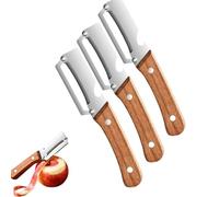 Zero Snag Wooden Peeler, Multi-Functional Vegetable Peeler with Stainless Steel Peeling Edge, Ergonomic Wooden Handle for Kitchen Prep & Bottle Opening (3pcs)