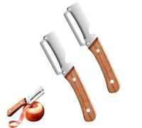 Zero Snag Wooden Peeler, Multi-Functional Vegetable Peeler with Stainless Steel Peeling Edge, Ergonomic Wooden Handle for Kitchen Prep & Bottle Opening (2pcs)