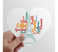 zerobrand Francia Parigi Eiffel Tower Worddcad Heart Vinyl Sticker Luggage Graffiti Decal