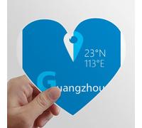 zerobrand Guangzhou Geografia Coordinate Viaggi Heart Vinyl Sticker Luggage Graffiti Decal