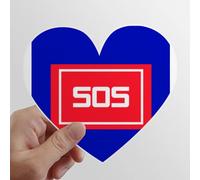 zerobrand Poster di Emergenza SOS Heart Vinyl Sticker Luggage Graffiti Decal