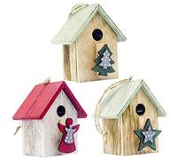 Zerodeko 1 Set Ciondolo Cabina Ornamenti Natalizi Rustici Cabina Porta Decorazione Natalizia Cabina Decorativa Casa Luminosa di Natale Bomboniera per La Festa di Natale di Legno 3 Pezzi