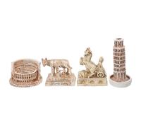 Zerodeko 1 Set di Decorazioni Souvenir Italiane di Roma per la casa e la | Sculture architettoniche e scultoree in resina raffiguranti il Colosseo, la Torre Pendente di Pisa, un carro romano e la