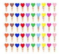 Zerodeko 1 Set di Mini mollette in Legno a Forma di Cuore - Piccole mollette Colorate per Appendere Foto, Immagini, Cartoline e Vestiti - con Corda di Iuta e Chiodi Senza saldature da 3,8 cm