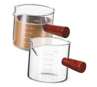 Zerodeko 1 Set Tazze Graduated Vetro Per Espresso Con Misuratori Per E Design Due Beccucci Per Versamenti Per Uso Ufficio E Caffetterie 2 Pezzi
