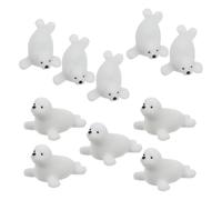 Zerodeko 10 Pezzi Mini Statuetta in Resina di Foca Polare Marina, Bianca | Dettagli Realistici Dipinti a Mano, Formato Compatto per Fairy Garden e Acquario