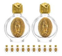 Zerodeko 12 bottiglie d'acqua cattoliche con coperchio a forma di rosa | Piccoli contenitori per l'acqua santa, ideali come bomboniere per battesimi e benedizioni in chiesa, con elegante motivo