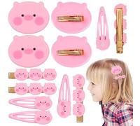 Zerodeko 12 Pezzi Mollette Chioma Rosa a Forma di Maialino Decorativo in Lega di Zinco e Resina per Uso Quotidiano e Banchetti, Accessori per Chioma Bambina Carini