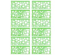 Zerodeko 12 Pezzi Righelli da Disegno in Pp Verde, Stencil Geometrici per Misurazioni Precise, Strumenti Tecnici per Studenti in Architettura e Illustrazione Tecnica