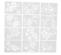 Zerodeko 12 Pezzi Template Floreale Country in Pet Bianco per Tracciatura | Linee Chiare e Pulite, Riutilizzabile per Acquerello, per Lezioni D'arte e Fai da Te