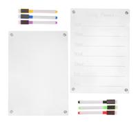 Zerodeko 1set Lavagna Magnetica Trasparente Riutilizzabile per Frigorifero Planner Settimanale Acrilico Cancelleria Secco Lavagnetta Organizzativa per Cucina e Casa con Pennarelli