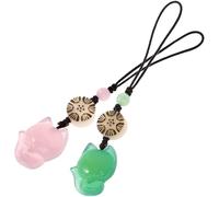 Zerodeko 2 Pendenti a Forma di Volpe in Agata Naturale Verde e Rosa, Ciondoli Portachiavi e Decorazioni per Cellulare e Borse, Accessori Leggeri e Resistenti per Uso Quotidiano