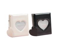 Zerodeko 2 Pezzi Album Fotografico Portatile con Custodia per Photocard Design Cuore Traforato Raccoglitore per Foto Colori Nero e Bianco Compatto e Versatile per Ricordi e Memorie