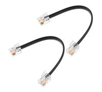 Zerodeko 2 Pezzi Cavo Telefonico Piatto Corto a 6 Conduttori Maschio Nero | Cavo Diritto per Jack a Parete e Patch Panel, Plastico, per Manutenzione Commerciale e Ufficio