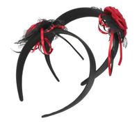 Zerodeko 2 Pezzi Cerchietto Gotico da Sposa Cadavere con Rose Finte in Plastica e Nastro di Poliestere, Fascia Stabile e Sicura per Eventi a Tema Halloween e Cosplay