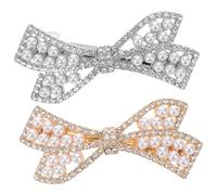 Zerodeko 2 Pezzi Fermagli per Chioma Donna con Fiocco in Lega e Pietre Brillanti, Accessori Eleganti con Perle Finte per Feste e Eventi Formali, Stile Minimalista e Comfort