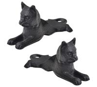 Zerodeko 2 Pezzi Fermaporta in Ghisa a Forma di Gatto Vintage Nero per Casa | Mantiene L’anta Aperta, Decorazione Rustica per Ufficio e Cucina, Adatto a Pavimenti Laminati