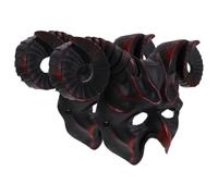 Zerodeko 2 Pezzi Maschera da Halloween in Materiale Traspirante Mezza Faccia con Corna di Capra con Design Realistico per Feste in Costume e Party a Tema per Adulti
