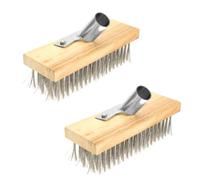 Zerodeko 2 Pezzi Spazzola in Acciaio Inossidabile e Setole Lunghe Rigide per Pulizia Pavimenti Testa Rimovibile Resistente alle Intemperie, per Giardino e Patio