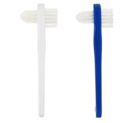 Zerodeko 2 Pezzi Spazzolino per Rimuovere Macchie per Dentiera Doppia Testa in Abs e Nylon Manico Antiscivolo, Doppia Testina e Pulizia Facile delle Protesi Dentarie