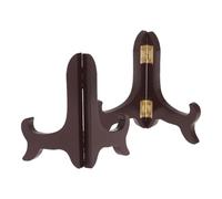 Zerodeko 2 Pezzi Supporto per Piatti in Legno, Cavalletto Espositivo per Piatti e Opere d'Arte, Marrone, per Decorazioni Cucina e Tavola Matrimonio