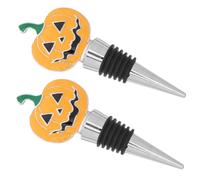 Zerodeko 2 Pezzi Tappo per Vino a Forma di Zucca Gialla in Lega di Zinco, Riutilizzabile a Tenuta Stagna per Preservare la Freschezza, per Bar e Decorazioni da Tavola Festive