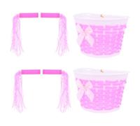 Zerodeko 2 Set Cestino Decorativo per Bici Coperture Manubrio Rosa | Accessori in Plastica e Gomma, Nastri Mossi dal Vento, per Bici da Balance Bike Colore Casuale