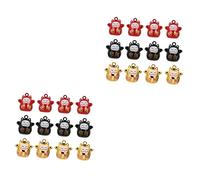 Zerodeko 2 Set Da 12 Pezzi Campana del gatto fortunato ciondoli portachiavi gatto della fortuna mini orologio gioielli d'oro campane ciondolo braccialetto decorazioni di gioielli rame Black