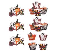 Zerodeko 2 Set Decorazioni Halloween per Cupcake Topper Zucca, Pipistrello e Ragno in Carta, Design Unico e Facile da Usare per Feste e Dolcetti di Halloween