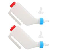 Zerodeko 2 set di biberon per agnelli - 800 ml/27 oz, biberon per latte di capra da appendere capovolto - Mangiatoia per vitelli con 2 tettarelle - Vaso per allattamento spesso da appendere per pecore
