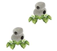 Zerodeko 2 Set di Nascondigli per Acquari - Grotta Decorativa per Acquario E Decorazioni Vegetali Simulate per Gamberetti Delicato Accessorio per Acquario