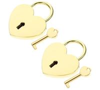 Zerodeko 2 Set Lucchetto a Forma di Cuore in Lega di Zinco Color Oro, Piccolo e Creativo, Facile da Trasportare, per Proteggere Bagagli e Zaini Durante Visite a Luoghi Turistici