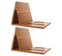 Zerodeko 2 supporti triangolari in legno per libri, con portabevande e | Vassoio portaoggetti per leggio - Protegge le pagine dall'arricciamento - per comodino, camera da letto, biblioteca,