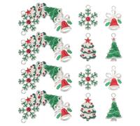 Zerodeko 24 Pezzi Ciondoli Natalizi in Lega Argento Base Bianca Set per Creazione Gioielli Fai da Te Ciondoli a Forma di Albero di Natale Campanelle e Fiocchi di Neve Accessori Leggeri