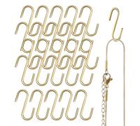 Zerodeko 25 Pezzi Ganci a S in Ferro 8x22mm Colore Oro, Ganci Portaoggetti Compatti per Gioielli, Chiavi e Portafogli, Organizer Salvaspazio per Armadio e Casa