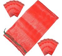 Zerodeko 25 Pezzi Sacchetti Rete per Ortaggi Riutilizzabili Rosso 47x27 CM | Polipropilene Leggero e Resistente, Trama Fitta Chiusura a Cordino, per Cucina e Casa
